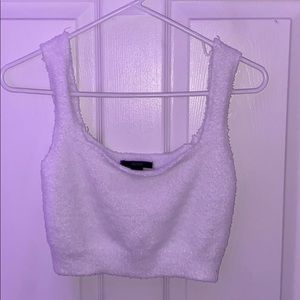 Cozy white crop top